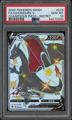 PSA 10 GEM Pokemon Charizard V 079/073 Champions Path Shiny Secret Rare Holo - Image 1