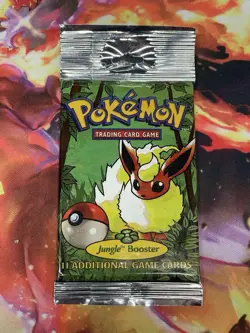 1999 Factory SEALED Pokemon Jungle Booster Pack Flareon Art Long Crimp English - Image 1