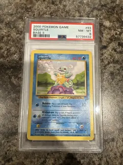 2000 Pokemon Base Set 2 Squirtle #93 - PSA 8 NM-MT - Image 1