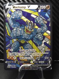 Machamp CUSTOM Stained Glass Holo Shiny Card For Display Only - Image 1