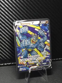 Machamp CUSTOM Stained Glass Holo Shiny Card For Display Only - Image 2