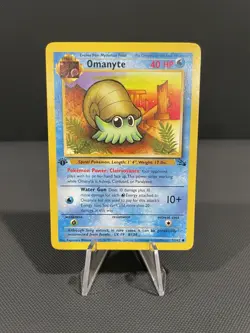Pokemon Card 1ST EDITION Omanyte Fossil 52/62 WotC Vintage 1999 NM/NM+ - Image 1