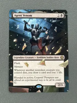 Agent Venom MTG Marvel's Spider-Man Hand Painted Borderless Extended Altered Art - Image 1