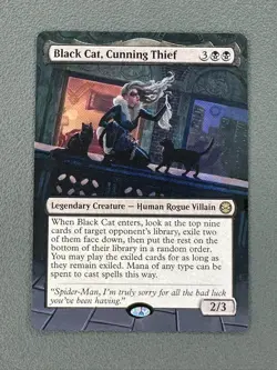 Black Cat, Cunning Thief MTG Marvel's Spider-Man Hand Painted Full Altered Art v - Image 1
