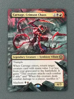Carnage, Crimson Chaos MTG Marvel's Spider-Man Hand Painted Extended Altered Art - Image 1
