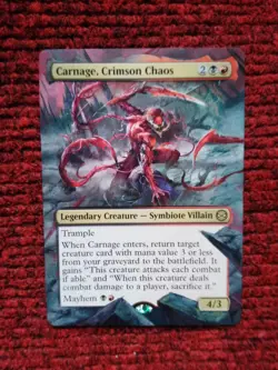 Carnage, Crimson Chaos MTG Marvel's Spider-Man Hand Painted Extended Altered Art - Image 2