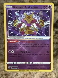 RADIANT ALAKAZAM 059/195 SILVER TEMPEST POKEMON TCG - NM - Image 1