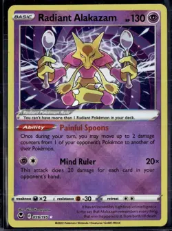 Radiant Alakazam Silver Tempest Ultra Rare Pokemon TCG 059/195 Sword & Shield - Image 1