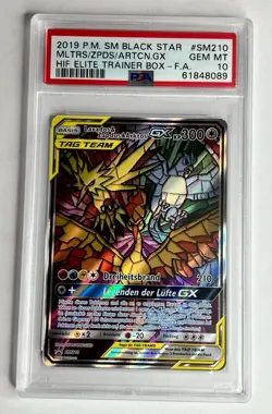 Moltres Zapdos Articuno GX SM210 PSA 10 POKEMON German BLACK STAR PROMO 2019 - Image 1