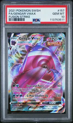 2021 POKEMON SWORD & SHIELD FUSION STRIKE #157 FULL ART/GENGAR VMAX PSA 10 - Image 1