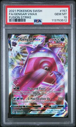 2021 POKEMON SWORD & SHIELD FUSION STRIKE #157 FULL ART/GENGAR VMAX PSA 10 - Image 1