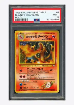 Pokemon PSA9 Blaine’s Charizard Holo 1999 #006 GYM 2 Japanese - Image 1