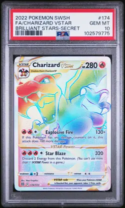 2022 POKEMON SWORD & SHIELD BRILLIANT STARS #174 FULL ART/CHARIZARD VSTAR PSA 10 - Image 1