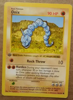 Onix 56/102 1st Edition "Shadowless" Common Non-Holo Base Set Pokemon LP/MP - Image 1
