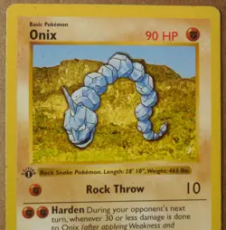 Onix 56/102 1st Edition "Shadowless" Common Non-Holo Base Set Pokemon LP/MP - Image 2