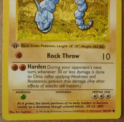 Onix 56/102 1st Edition "Shadowless" Common Non-Holo Base Set Pokemon LP/MP - Image 3