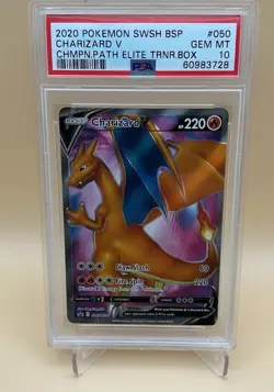 Charizard V #050 Champion’s Path ETB Promo SWSH BSP Pokemon 2020 PSA 10 - Image 1