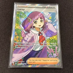 Pokemon TCG Stellar Crown Lacey Full Art Ultra Rare Holo Trainer Card 166/142 - Image 1