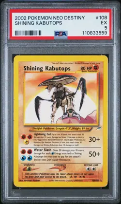 PSA 5 EX 2002 Pokemon Shining Kabutups Card Neo Destiny 108/105 Secret Rare - Image 1