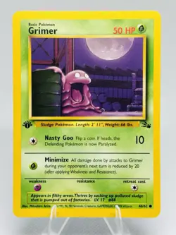Grimer 1st Edition Fossil Set 48/62 1999 Pokemon Card NM WOTC Vintage - Image 1