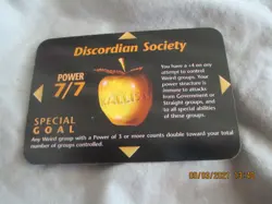 DISCORDIAN SOCIETY CARD NEW WORLD ORDER ILLUMINATI RARE STEVE JACKSON GAMES - Image 1