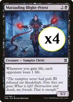 4x - Marauding Blight-Priest - #112 - x4 - Zendikar Rising - CUC NM MTG - Image 1