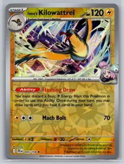 Pokemon Journey Together Ionos Kilowattrel 55/159 Holo Rare - NM - Image 1
