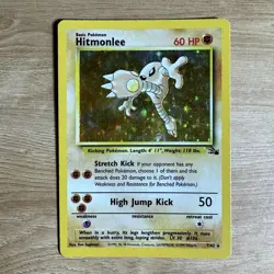 Hitmonlee 7/62 Pokemon Fossil Holo Rare WOTC Vintage Card English MP Unlimited - Image 1