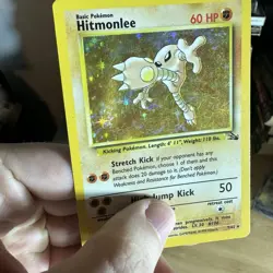 Hitmonlee 7/62 Pokemon Fossil Holo Rare WOTC Vintage Card English MP Unlimited - Image 4