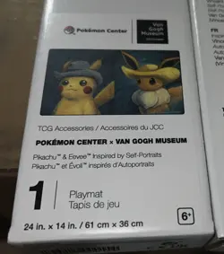 Van Gogh Museum Pikachu & Eevee Vincents Self-Portraits Playmat Pokemon Card TCG - Image 3