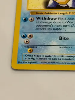 Shadowless Wartortle Pokemon Card 1999 Base Set WOTC 42/102 Damaged - Image 3