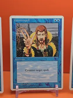 🔵🔵🔵 (4) 1995 Magic The Gathering COUNTERSPELL 4TH EDITION HEAVY PLAYED 🔵🔵🔵 - Image 3