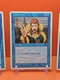 🔵🔵🔵 (4) 1995 Magic The Gathering COUNTERSPELL 4TH EDITION HEAVY PLAYED 🔵🔵🔵 - Image 4