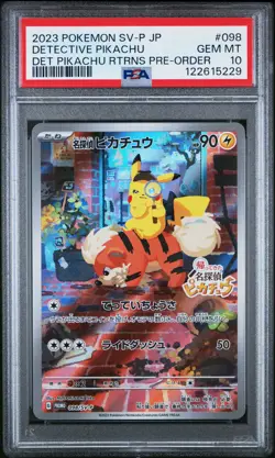 2023 POKEMON JAPANESE SV-P PROMO #098 DETECTIVE PIKACHU PSA 10 - Image 1