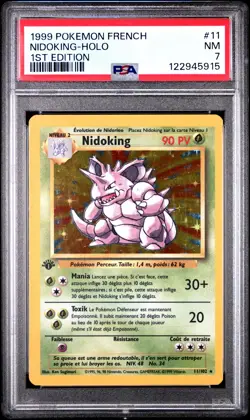 1999 POKEMON FRENCH 1ST ED #11 NIDOKING-HOLO PSA 7 - Image 1