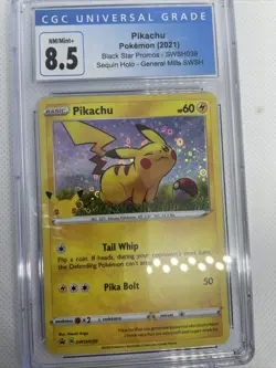 POKEMON 25TH ANNIVERSARY PIKACHU GENERAL MILLS PROMO HOLO CGC 8.5 NM/MINT+ PSA - Image 1