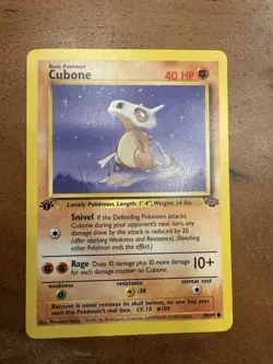 Cubone 50/64 Jungle 1st Edition Common Vintage Pokemon Card WOTC TCG English LP - Image 1