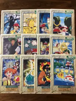 1997 Pokemon Jumbo Card Carddass Animation Version Part 1 : Full Set of 12 - New - Image 1