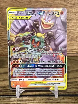 Pokemon Card TCG Marshadow & Machamp GX 82/214 Unbroken Bonds Ultra Rare Holo LP - Image 1