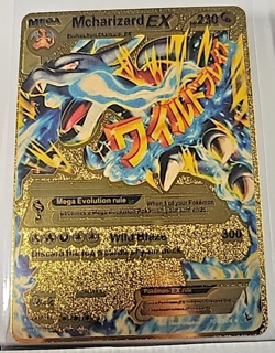 Pokemon Mega Charizard EX 230hp Gold Foil Fan Art Collector Card TCG (2) - Image 1