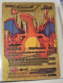 Pokemon V Evolution Charizard V HP 508 LV 91 Gold Foil Fan Art Card - Image 1
