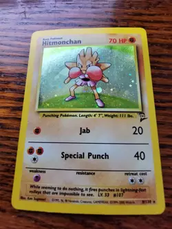 PL - Hitmonchan - 8/130 - Base Set 2 WoTC Vintage Holo Rare Pokemon Card - Image 1