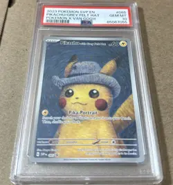 Pokemon Pikachu Grey Felt Hat Promo Card X Van Gogh Pokemon Card #85 PSA10 - Image 1