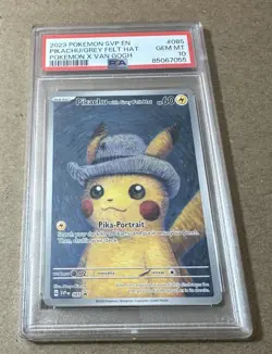 Pokemon Pikachu Grey Felt Hat Promo Card X Van Gogh Pokemon Card #85 PSA10 - Image 3
