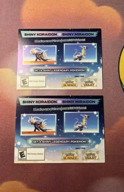 Shiny Koraidon & Miraidon Pokemon Scarlet Violet Code Card -Gamestop X 2 Unused - Image 1