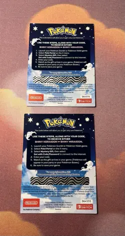 Shiny Koraidon & Miraidon Pokemon Scarlet Violet Code Card -Gamestop X 2 Unused - Image 2