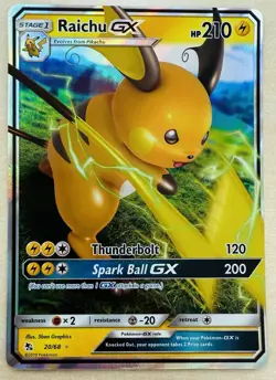 Raichu GX 020/068 - Hidden Fates Ultra Rare Holo Full Art Pokemon TCG Card [NM] - Image 1