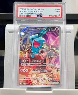 Team Rocket's Wobbuffet 203 Sv: Scarlet & Violet Promo Cards Holo PSA 9 - Image 1
