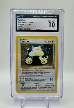 1999 Snorlax Jungle Holo CGC 10 GEM MINT WOTC Pokemon Card 11/64 Rare #11 - Image 1