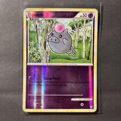 Pokemon TCG Spoink 77/102 HGSS Triumphant Reverse Holo Common Card 2010 LP - Image 1